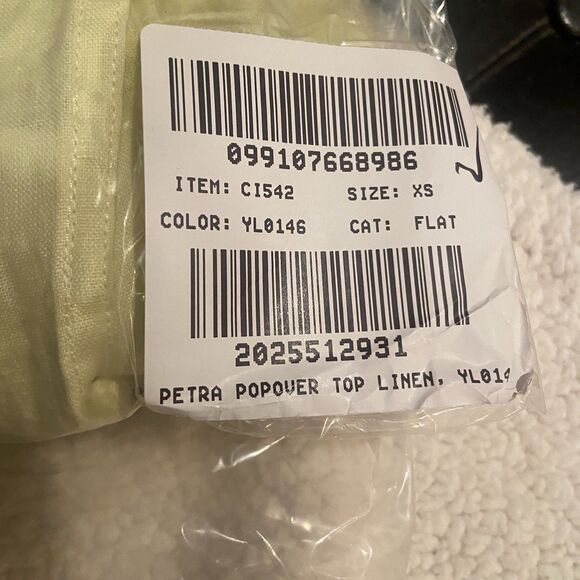 J. Crew Cabana Popover Top Blouse 100% Linen Gauzy Pale Flax Yellow Size XS Boho - Picture 11 of 11